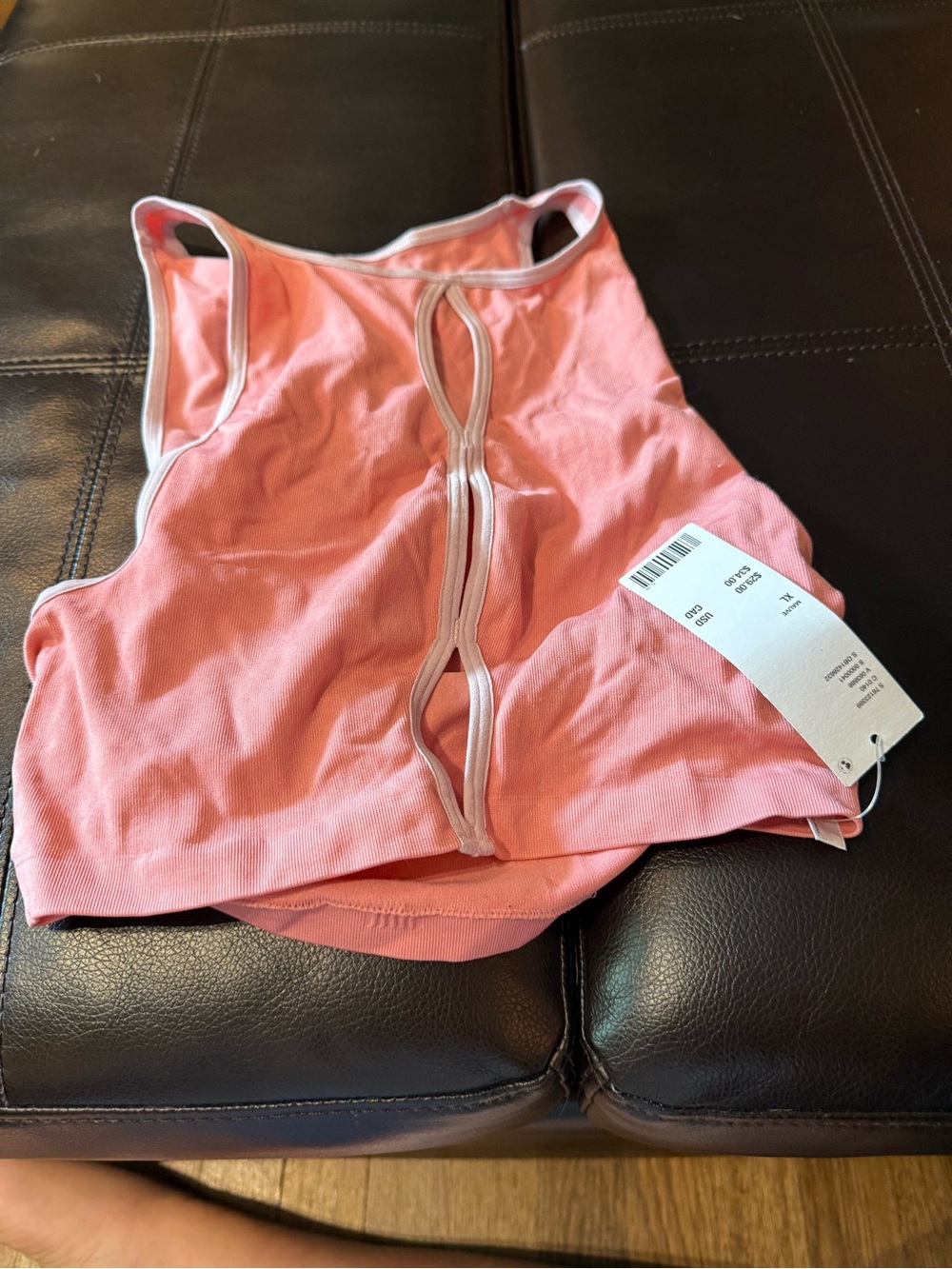 Urban Outfitters Coral Pink Racerback Tank with Center Cutout